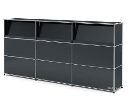 Comptoir d’accueil USM Haller version 2 (avec tablettes inclinées) Anthracite RAL 7016|225 cm (3 éléments)|35 cm