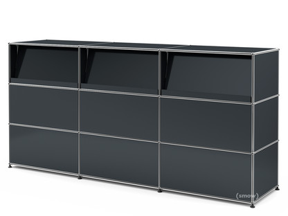 Comptoir d’accueil USM Haller version 2 (avec tablettes inclinées) Anthracite RAL 7016|225 cm (3 éléments)|50 cm