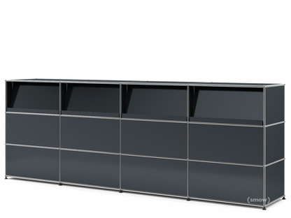 Comptoir d’accueil USM Haller version 2 (avec tablettes inclinées) Anthracite RAL 7016|300 cm (4 éléments)|50 cm