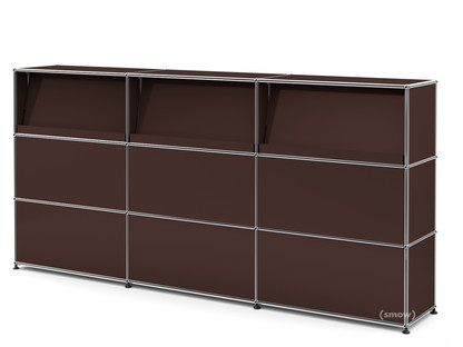 Comptoir d’accueil USM Haller version 2 (avec tablettes inclinées) Marron USM|225 cm (3 éléments)|35 cm