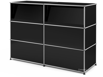 Comptoir d’accueil USM Haller version 2 (avec tablettes inclinées) Noir graphite RAL 9011|150 cm (2 éléments)|50 cm