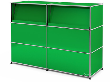 Comptoir d’accueil USM Haller version 2 (avec tablettes inclinées) Vert USM|150 cm (2 éléments)|50 cm