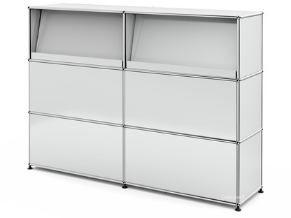 Comptoir d’accueil USM Haller version 2 (avec tablettes inclinées) Gris clair RAL 7035|150 cm (2 éléments)|35 cm