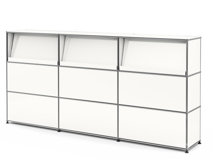 Comptoir d’accueil USM Haller version 2 (avec tablettes inclinées) Blanc pur RAL 9010|225 cm (3 éléments)|35 cm