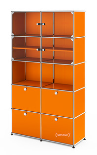 Vitrine USM Haller H 179 x L 103 x P 38 cm|Orange pur RAL 2004|Tous les compartiments avec serrures