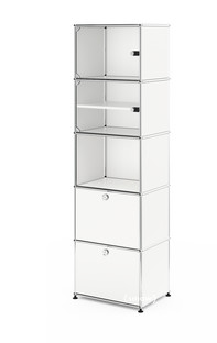 Vitrine USM Haller H 179 x L 53 x P 38 cm|Blanc pur RAL 9010|Tous les compartiments avec serrures