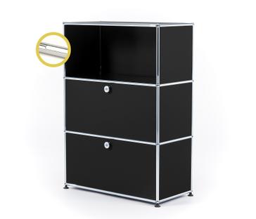 USM Haller E Highboard M avec éclairage du compartiment  Noir graphite RAL 9011|Blanche froide