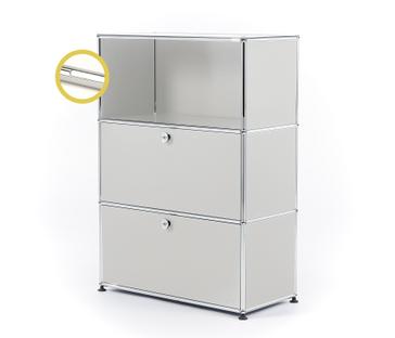 USM Haller E Highboard M avec éclairage du compartiment  Gris clair RAL 7035|Blanche froide