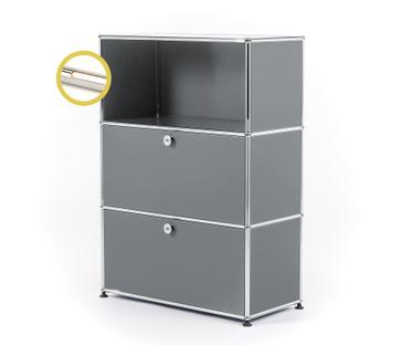 USM Haller E Highboard M avec éclairage du compartiment  Gris moyen RAL 7005|Blanche chaude