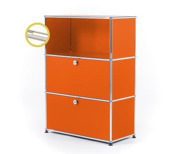 USM Haller E Highboard M avec éclairage du compartiment  Orange pur RAL 2004|Blanche chaude