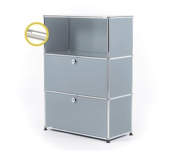 USM Haller E Highboard M avec éclairage du compartiment  Argent mat USM|Blanche froide