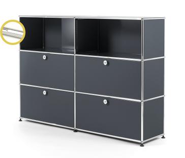 USM Haller E Highboard L avec éclairage du compartiment Anthracite RAL 7016|Blanche froide