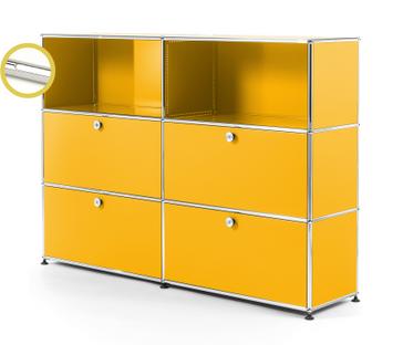 USM Haller E Highboard L avec éclairage du compartiment Jaune or RAL 1004|Blanche froide