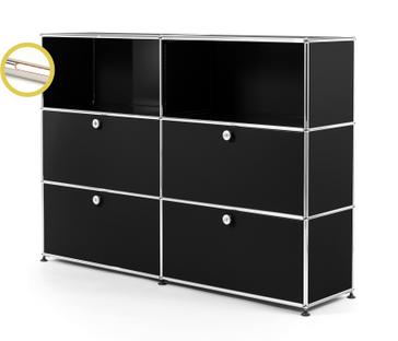 USM Haller E Highboard L avec éclairage du compartiment Noir graphite RAL 9011|Blanche chaude