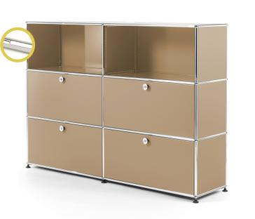 USM Haller E Highboard L avec éclairage du compartiment Beige USM|Blanche froide