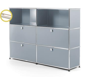 USM Haller E Highboard L avec éclairage du compartiment Argent mat USM|Blanche chaude