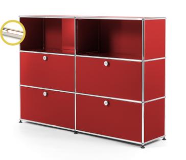 USM Haller E Highboard L avec éclairage du compartiment Rouge rubis USM|Blanche chaude