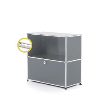 USM Haller E Sideboard M avec éclairage du compartiment Gris moyen RAL 7005|Blanche froide