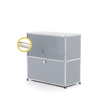 USM Haller E Sideboard M avec éclairage du compartiment Argent mat USM|Blanche chaude