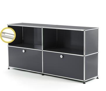 USM Haller E Sideboard L avec éclairage des compartiments Anthracite RAL 7016|Blanche froide