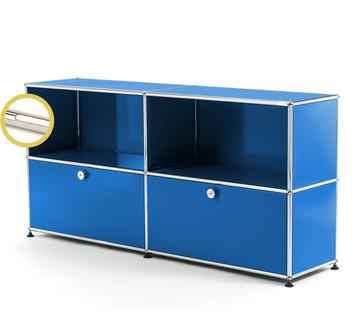 USM Haller E Sideboard L avec éclairage des compartiments Bleu gentiane RAL 5010|Blanche chaude