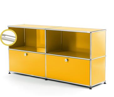 USM Haller E Sideboard L avec éclairage des compartiments Jaune or RAL 1004|Blanche froide