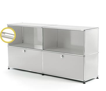 USM Haller E Sideboard L avec éclairage des compartiments Gris clair RAL 7035|Blanche froide