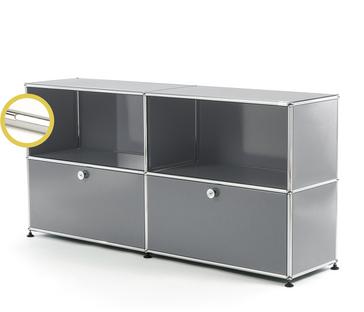 USM Haller E Sideboard L avec éclairage des compartiments Gris moyen RAL 7005|Blanche froide