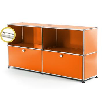 USM Haller E Sideboard L avec éclairage des compartiments Orange pur RAL 2004|Blanche froide