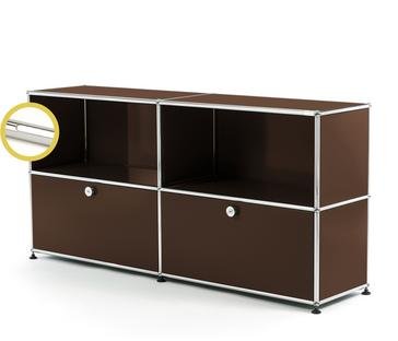 USM Haller E Sideboard L avec éclairage des compartiments Marron USM|Blanche froide