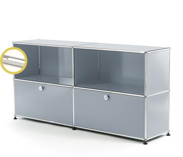 USM Haller E Sideboard L avec éclairage des compartiments Argent mat USM|Blanche froide