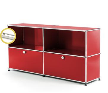 USM Haller E Sideboard L avec éclairage des compartiments Rouge rubis USM|Blanche froide