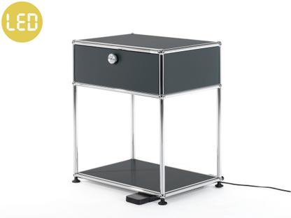 Table de chevet USM Haller E avec variateur de lumière Anthracite RAL 7016