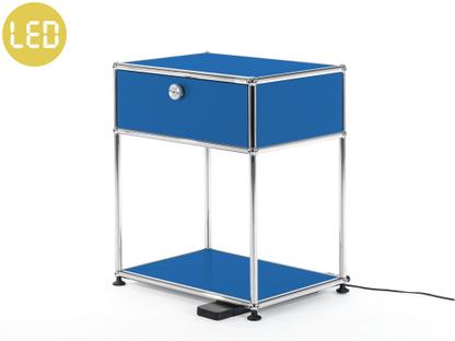 Table de chevet USM Haller E avec variateur de lumière Bleu gentiane RAL 5010