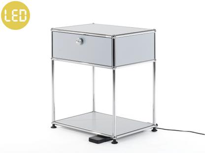 Table de chevet USM Haller E avec variateur de lumière Argent mat USM