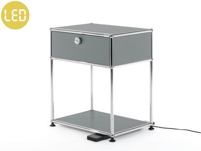 Table de chevet USM Haller E avec variateur de lumière Gris moyen RAL 7005