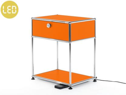 Table de chevet USM Haller E avec variateur de lumière Orange pur RAL 2004