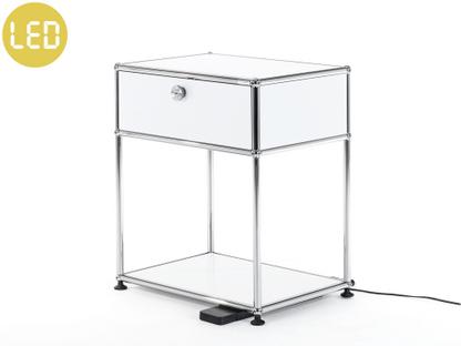 Table de chevet USM Haller E avec variateur de lumière Blanc pur RAL 9010