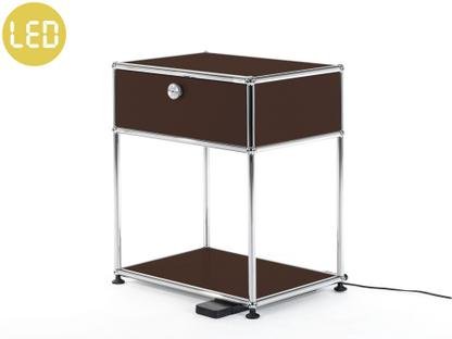 Table de chevet USM Haller E avec variateur de lumière Marron USM