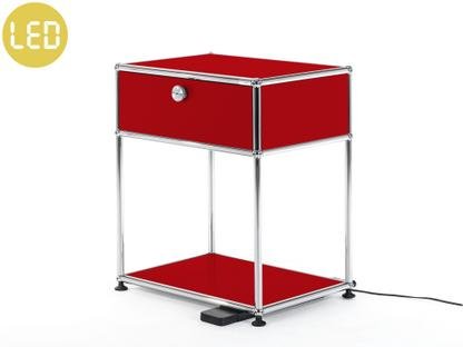 Table de chevet USM Haller E avec variateur de lumière Rouge rubis USM