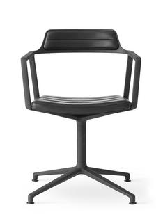 Swivel Chair Cuir noir|Revêtement en poudre noir