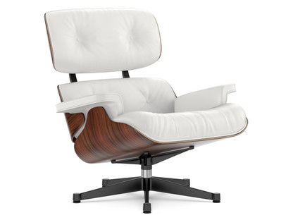 Lounge Chair Palissandre Santos|Cuir Premium F snow|84 cm - Hauteur originale de 1956|Aluminium poli, côtés noirs