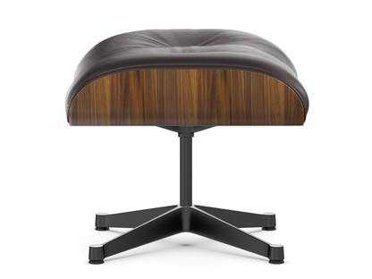 Lounge Chair Ottoman Noyer pigmenté noir|Cuir Premium F chocolat|Aluminium poli, côtés noirs