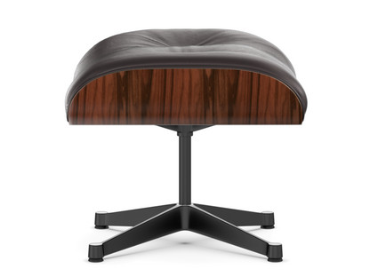 Lounge Chair Ottoman Palissandre Santos|Cuir Premium F chocolat|Aluminium poli, côtés noirs
