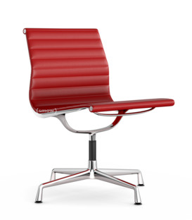 Aluminium Chair EA 105 Chromé|Cuir (Standard)|Rouge
