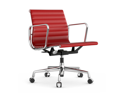 Aluminium Chair EA 117 Chromé|Cuir (Standard)|Rouge
