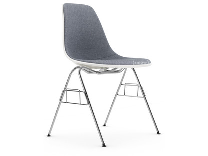 Eames Plastic Side Chair RE DSS Blanc|Rembourrage intégral|Bleu foncé / ivoire|Sans liaison de rangée (DSS-N)