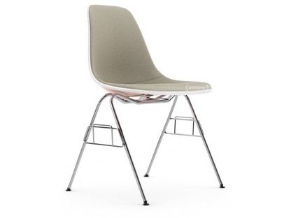 Eames Plastic Side Chair RE DSS Rose pâle|Rembourrage intégral|Gris chaud / ivoire|Sans liaison de rangée (DSS-N)