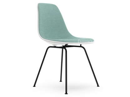 Eames Plastic Side Chair RE DSX Blanc|Rembourrage intégral|Bleu glacier / ivoire|Version standard - 43 cm|Revêtement basic dark