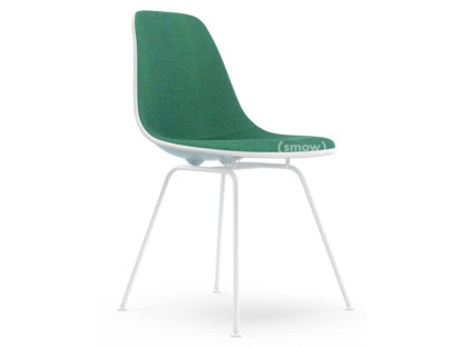 Eames Plastic Side Chair RE DSX Gris bleuté|Rembourrage intégral|Menthe / forêt|Version standard - 43 cm|Revêtement blanc